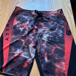 Men’s Oakley Board Shirts Size 40 Lace Up/tie Front Orange Black Lava Pattern